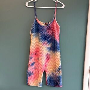AQ-Sport Tie Dye Honeycomb Textured Bodycon Romper size L